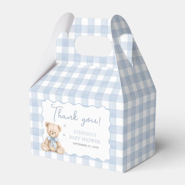 Caixa de Favor Teddy Bear Blue Gingham (Frente)