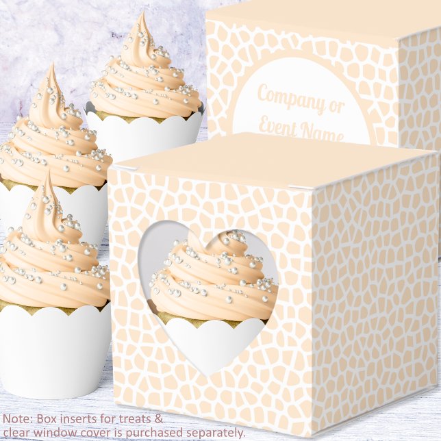 Caixa de Favor Terrazzo - Coração de Laranja Pêsse (Terrazzo - Orange Peach Heart Favor Box - Cupcakes by Leapfroglisics Shop)
