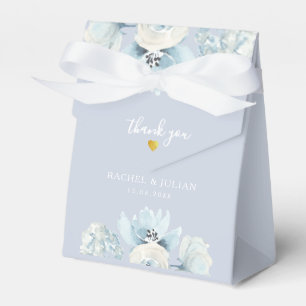 caixa de favorecimento de casamento floral azul em
