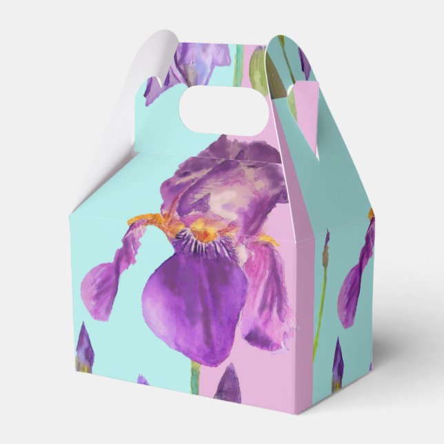 Caixa de Favorita de Bolo de Casamento Íris Flores (Frente)