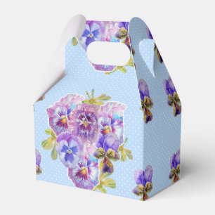 Caixa de Favorito de Bolo de Noiva Floral Azul Des