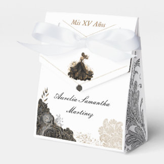 Caixa de Favoritos Black Dourado Quinceañera Recue