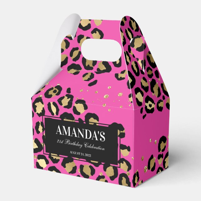 Caixa de Favoritos com Estampa de Leopardo Rosa e  (Frente)