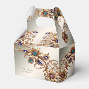 Caixa de Favoritos das Flores de Joias Douradas El
