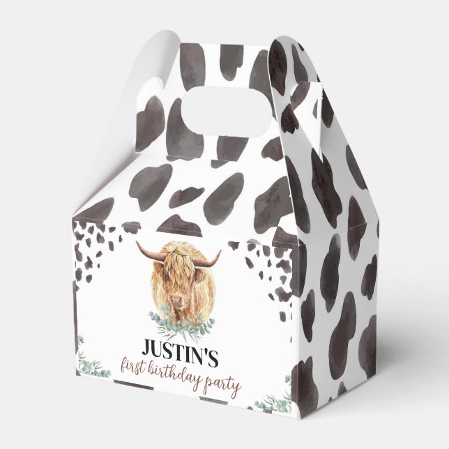 Caixa de Favoritos de Aniversário de Vaca Highland (Frente)