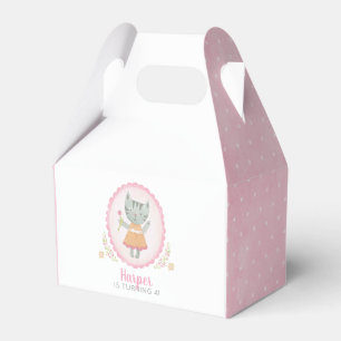 Caixa de Favoritos de Aniversário Rosa Gatinho