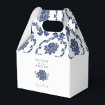 Caixa de Favoritos de Boas-vindas do Casamento tem<br><div class="desc">Caixa de Favoritos do casamento tema damasco. Azul Marinho. Floral.</div>