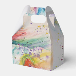 Caixa de Favoritos de Bolo de Casamento em Aquarel