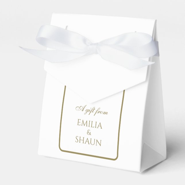 Caixa de Favoritos de Casamento Branco e Dourado c (Frente)