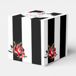 Caixa de Favoritos de Casamento Branco e Rosa verm
