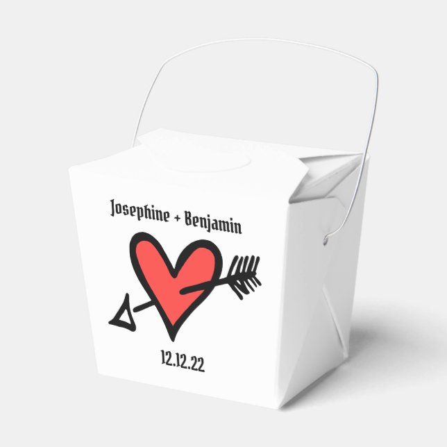 Caixa de Favoritos de Casamento de Coração Preto e (Frente)