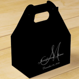 Caixa de Favoritos de Casamento de Monograma Preto