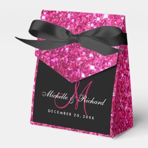 Caixa de Favoritos de Casamento do Monograma Rosa-