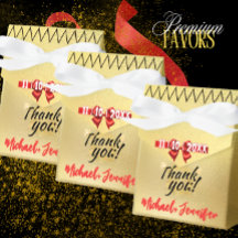 Caixa de Favoritos de Casamento Dourado Elegante c