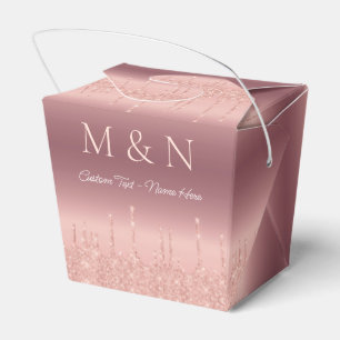 Caixa de Favoritos de Casamento Dourado Rosa de No