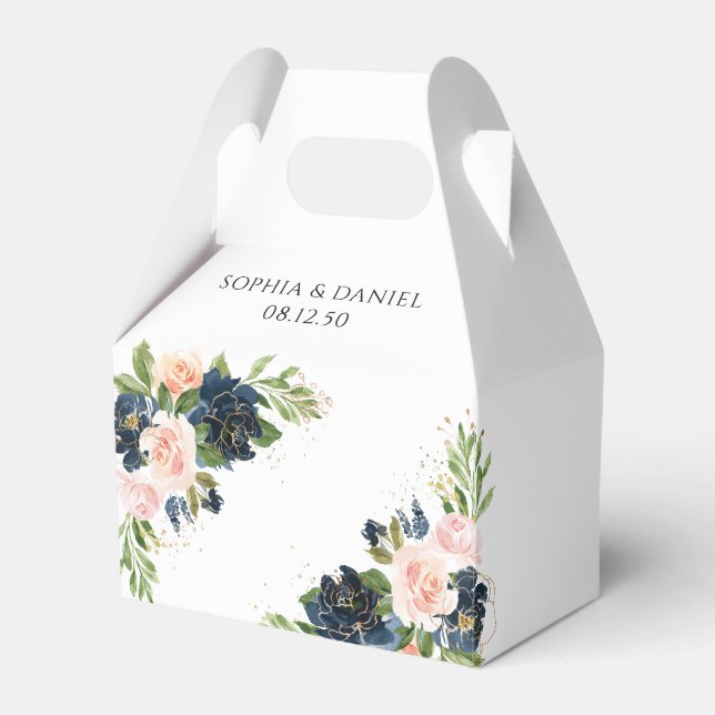 Caixa de Favoritos de Casamento Floral Cor-de-Rosa (Frente)