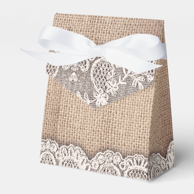 caixa de favoritos de casamentos de burlap e vinta (Frente)