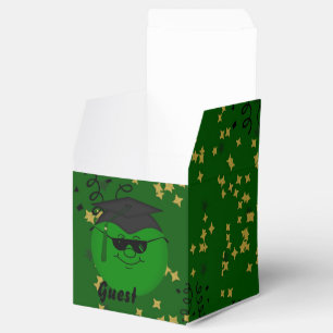 Caixa de Favoritos de Confetti-Sq Verde de Graduaç