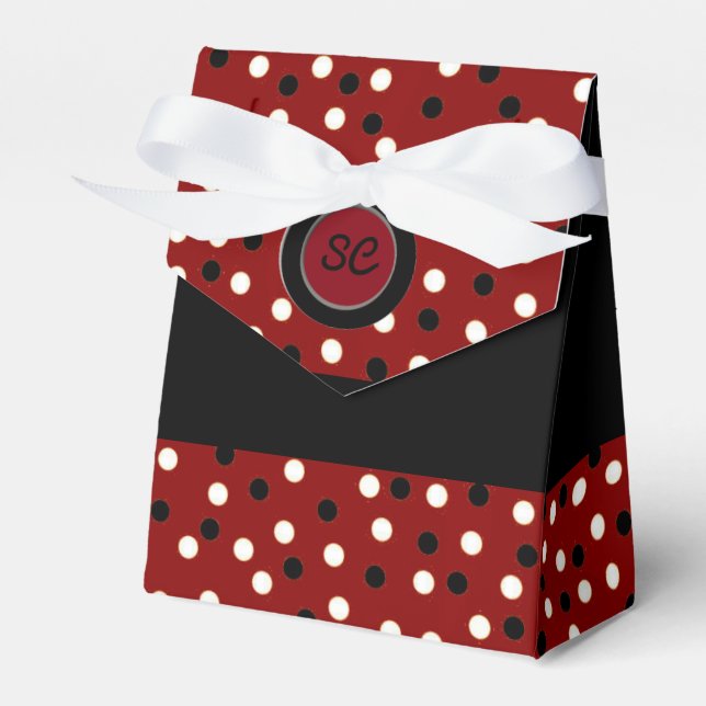 Caixa de Favoritos de Ponto de Poka Preto e Branco (Frente)