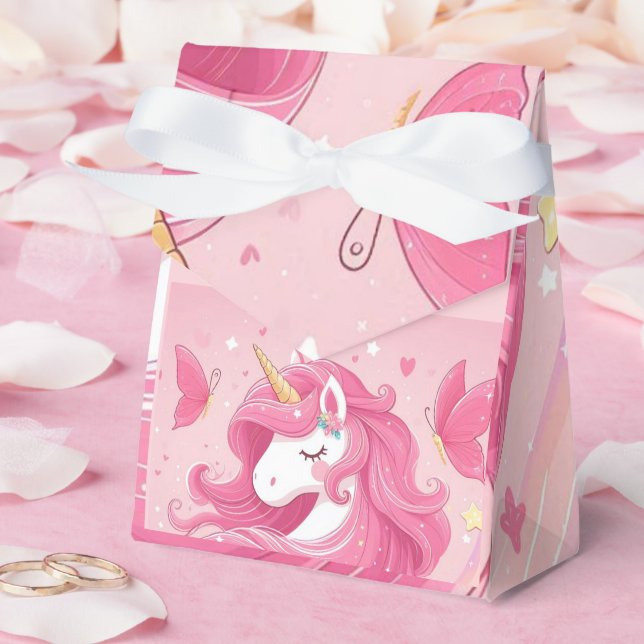 Caixa de Favoritos de unicórnio rosa (Casamento)