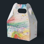 Caixa de Favoritos do Bolo de Casamento de Unicorn<br><div class="desc">Rainbow Unicorn Watercolor Wedding Cake Favor Boxes,  com um nome totalmente personalizável. Projetado a partir de uma das minhas pinturas aquáticas.</div>