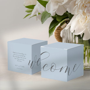 Caixa de Favoritos do Casamento Azul Chic Dusty