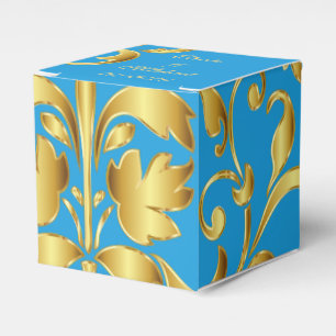 Caixa de Favoritos do Casamento Azul e Dourado