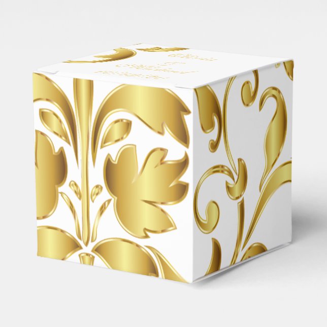 Caixa de Favoritos do Casamento Branco e Dourado (Frente)