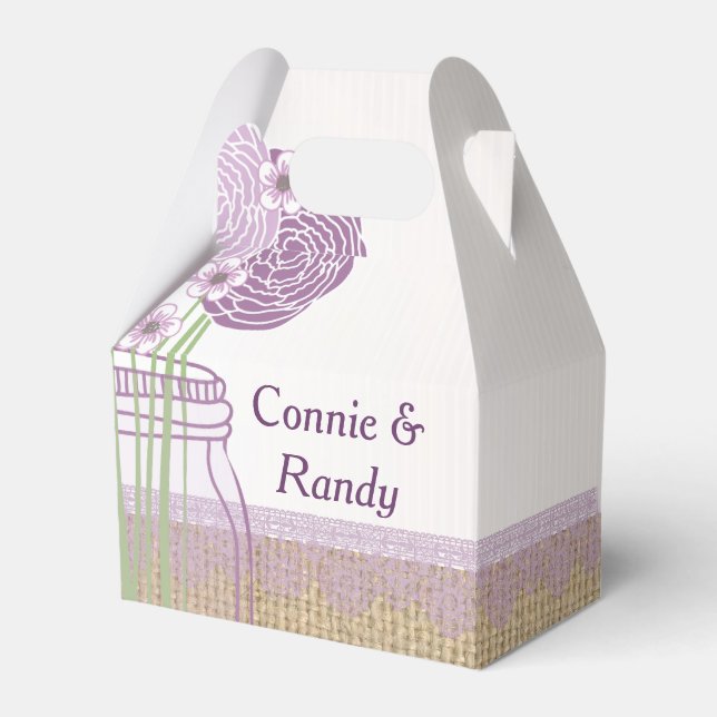Caixa de Favoritos do Casamento de Mason Jar Roxo (Frente)