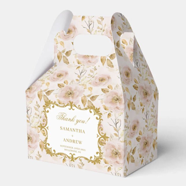 Caixa de Favoritos do Casamento Dourado bonito com (Pretty Blush Gold Wedding Favor Box with Elegant)