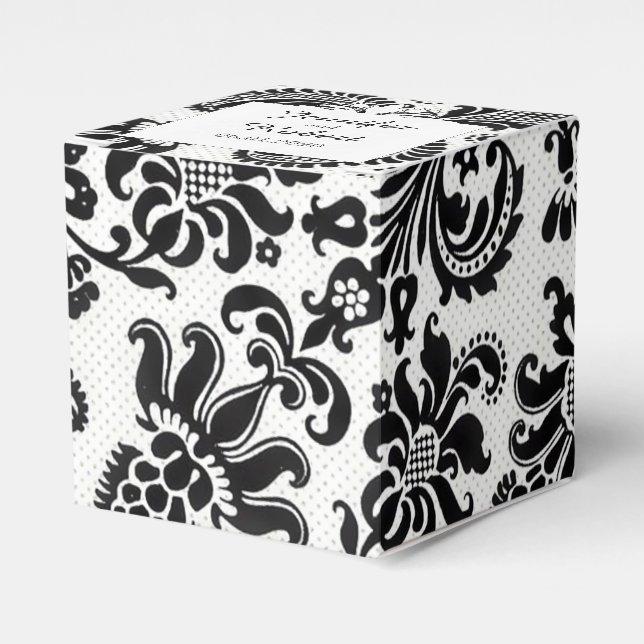 Caixa de Favoritos do Casamento tema damasco Flora (Frente)