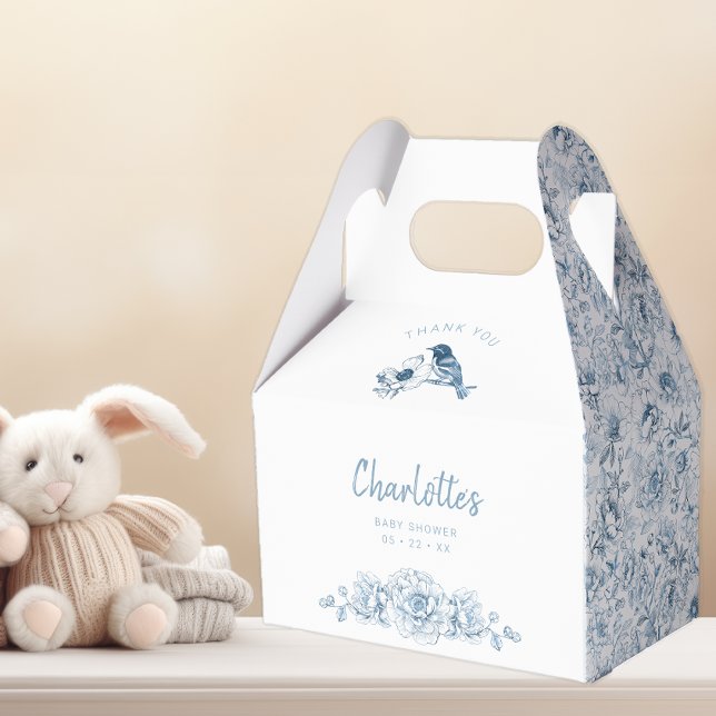 Caixa de Favoritos do Chá de fraldas Chinoiserie - (Dusty Blue Favor Box)