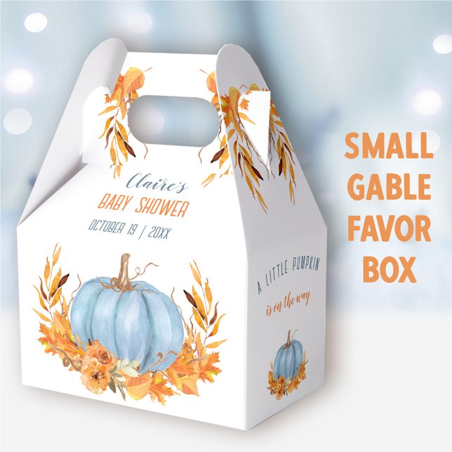 Caixa de Favoritos do Chá de fraldas de Abóbora Az (Blue Pumpkin Small Gable Favor Box - You can choose from 3 sizes of these gable favor boxes
)