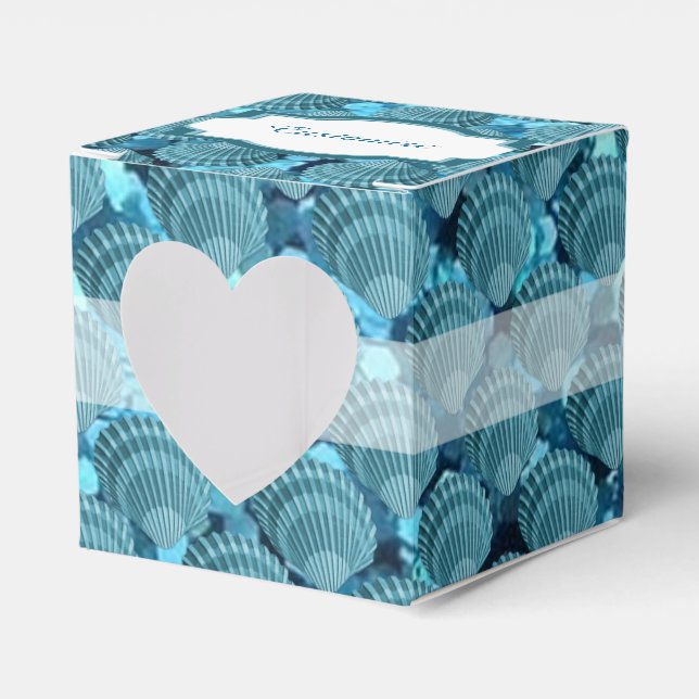 Caixa de Favoritos do Coração de Seashell Teal Spa (Frente)
