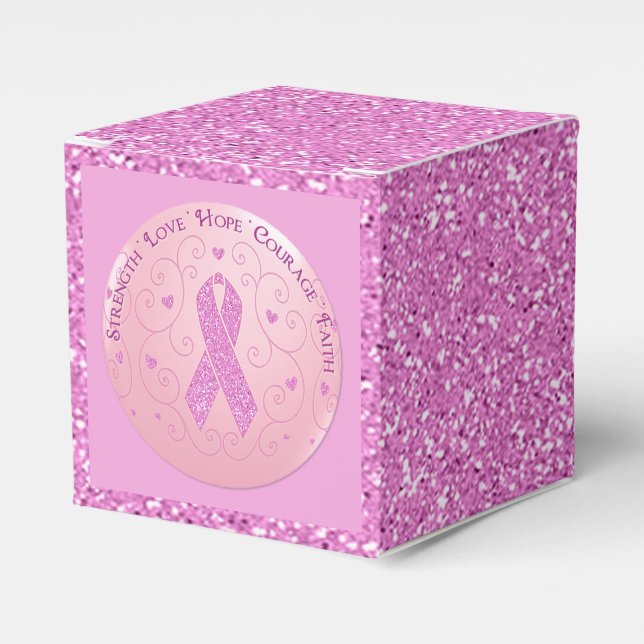 Caixa de Favoritos do Cubo da Glitter da Fita Rosa (Frente)