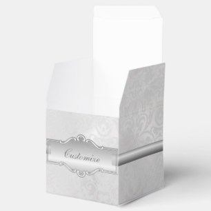 Caixa de Favoritos do Cubo Damasco Branco Silvery