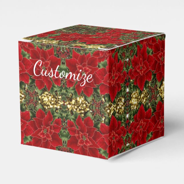 Caixa de Favoritos do Cubo Padrão de Poinsettia Ve (Frente)