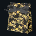 Caixa de Favoritos do Partido Dourado às Estrelas<br><div class="desc">Caixa de favores do partido mostrada em impressão de estrelas de ouro festivas. Preto Colorido Personalize este item ou comprar como está. Imagem do stock</div>
