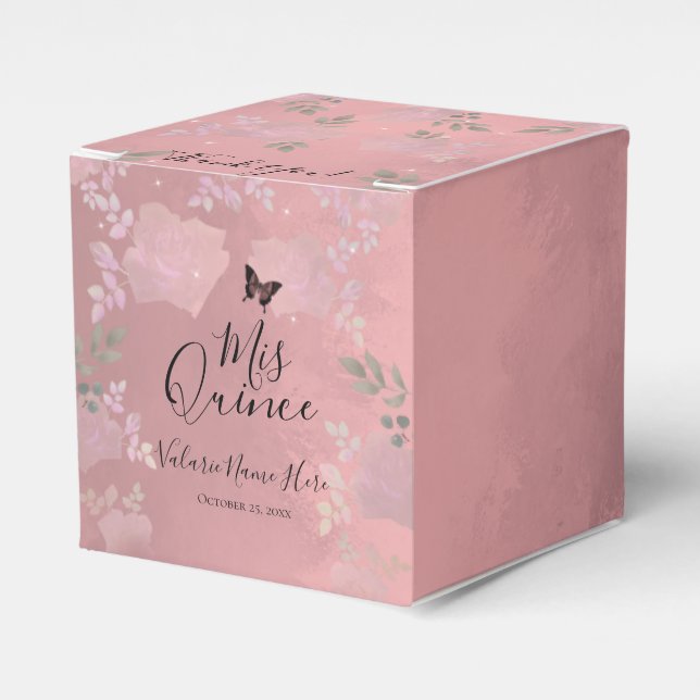 Caixa de Favoritos Dourado dos Rosas ricos Quincea (Frente)