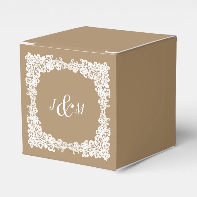 Caixa de favoritos personalizados de renda castanh (Frente)