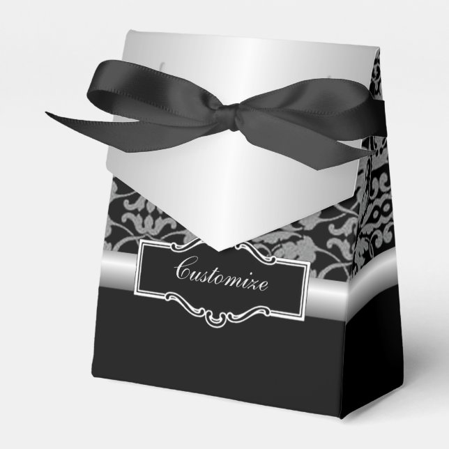 Caixa de Favoritos Silver & Black Damask Personali (Frente)