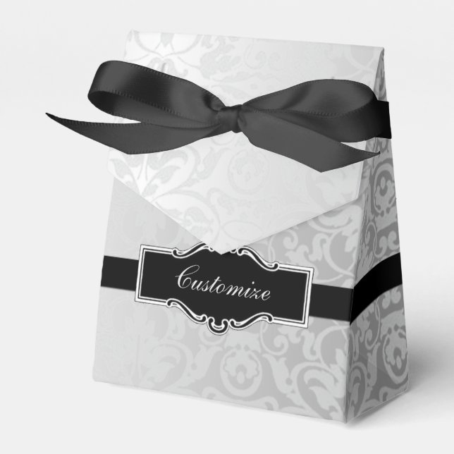Caixa de Favoritos Silver & Black Damask Personali (Frente)
