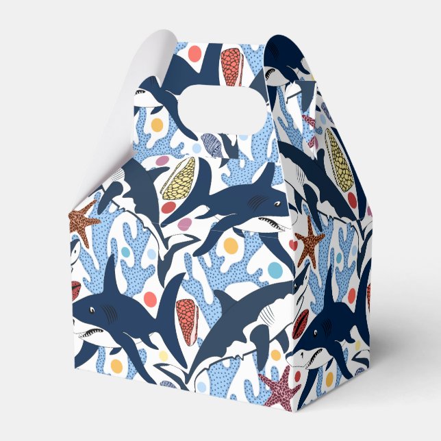 Caixa de festas com padrão de tubarão de praia (Frente)