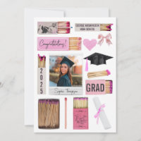 Caixa de Fósforos com Laço Rosa Anúncio de Graduaç