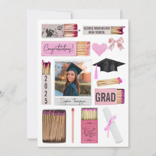 Caixa de Fósforos com Laço Rosa Anúncio de Graduaç