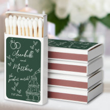 Caixa de Fósforos de Casamento Verde Esmeralda Des