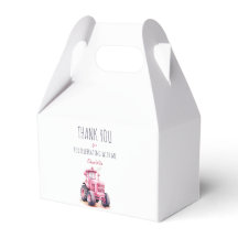 Caixa de Gable de Birthday com Trator Rosa Editáve