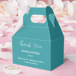 Caixa de Guloseimas para Festa<br><div class="desc">A caixa de lembrancinhas para festa é mostrada em uma cor azul-turquesa elegante.
Personalize este item e altere o texto de exemplo para o seu.
Dica: Basta adicionar suas ótimas guloseimas e adicionar uma fita festiva.</div>