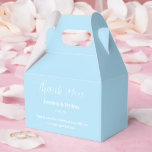 Caixa de Guloseimas para Festa<br><div class="desc">A caixa de lembrancinhas para festa é mostrada em uma cor azul elegante.
Personalize este item e mude o texto de exemplo para o seu.
Dica: Basta adicionar suas guloseimas e uma fita festiva.</div>