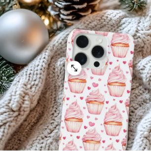 Caixa de iPhone Cupcakes & Corações Rosa Fofa Doce